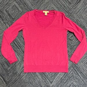 Banana Republic Merino Wool Pink V-Neck Sweater